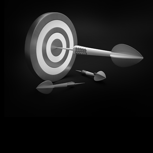 The branding company's digital marketing image in black and white—an arrow got stumped on to the target.